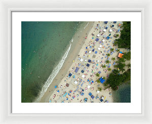 Scenic View Of A Crowded Beach - Framed Print