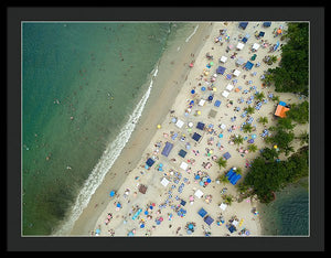 Scenic View Of A Crowded Beach - Framed Print