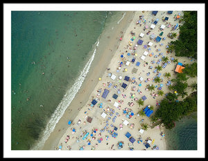 Scenic View Of A Crowded Beach - Framed Print