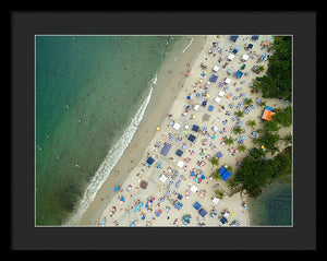 Scenic View Of A Crowded Beach - Framed Print