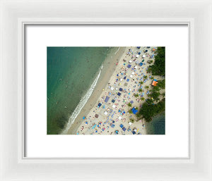 Scenic View Of A Crowded Beach - Framed Print