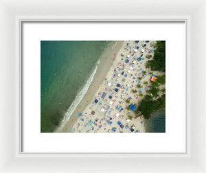 Scenic View Of A Crowded Beach - Framed Print