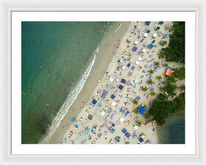 Scenic View Of A Crowded Beach - Framed Print