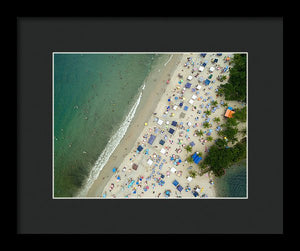 Scenic View Of A Crowded Beach - Framed Print