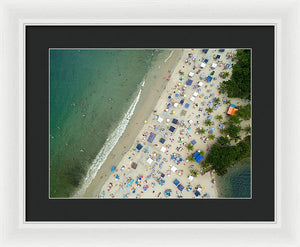 Scenic View Of A Crowded Beach - Framed Print