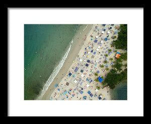 Scenic View Of A Crowded Beach - Framed Print