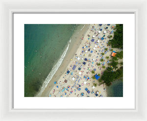 Scenic View Of A Crowded Beach - Framed Print