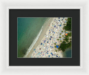 Scenic View Of A Crowded Beach - Framed Print