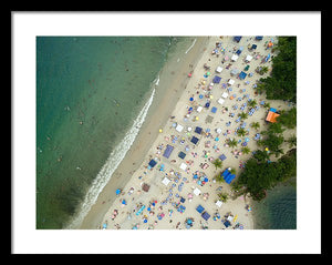 Scenic View Of A Crowded Beach - Framed Print