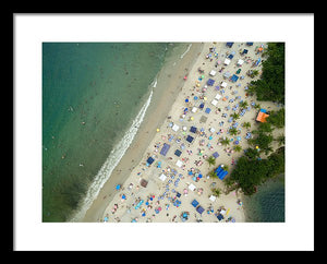 Scenic View Of A Crowded Beach - Framed Print