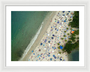 Scenic View Of A Crowded Beach - Framed Print