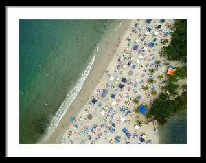 Scenic View Of A Crowded Beach - Framed Print