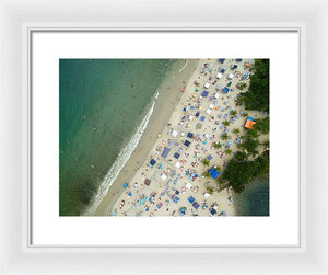 Scenic View Of A Crowded Beach - Framed Print