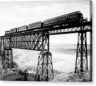 Scenic View - Train On Bridge - Canvas Print