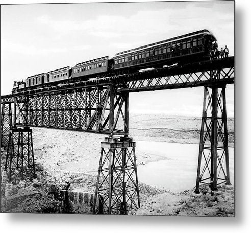 Scenic View - Train On Bridge - Metal Print