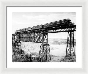 Scenic View - Train On Bridge - Framed Print