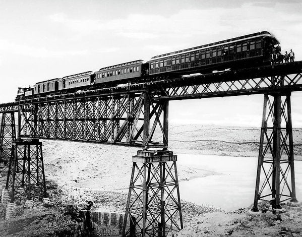 Scenic View - Train On Bridge - Art Print