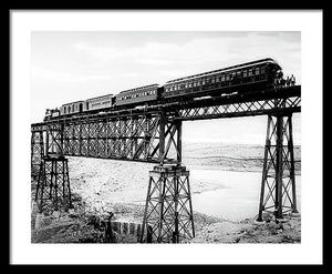 Scenic View - Train On Bridge - Framed Print