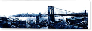 Scenic Vintage Brroklyn Bridge In Blue - Canvas Print