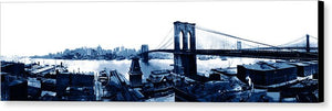 Scenic Vintage Brroklyn Bridge In Blue - Canvas Print