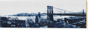 Scenic Vintage Brroklyn Bridge In Blue - Wood Print