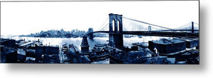 Scenic Vintage Brroklyn Bridge In Blue - Metal Print