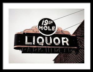 Vintage Bar Sign - 19th Hole - Framed Print