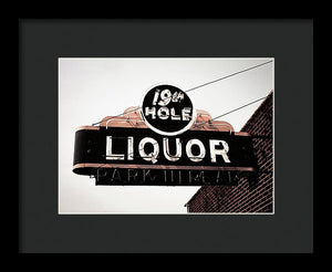 Vintage Bar Sign - 19th Hole - Framed Print