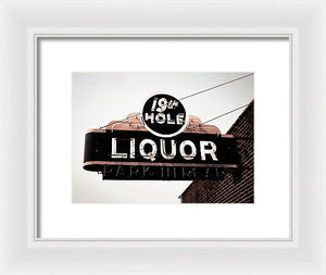 Vintage Bar Sign - 19th Hole - Framed Print