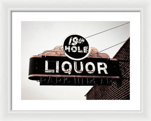 Vintage Bar Sign - 19th Hole - Framed Print