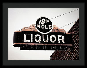 Vintage Bar Sign - 19th Hole - Framed Print