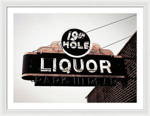 Vintage Bar Sign - 19th Hole - Framed Print