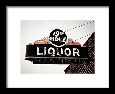 Vintage Bar Sign - 19th Hole - Framed Print