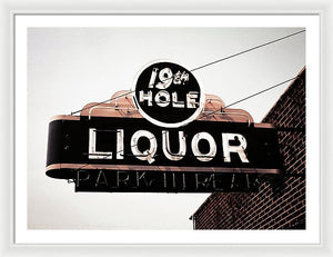 Vintage Bar Sign - 19th Hole - Framed Print