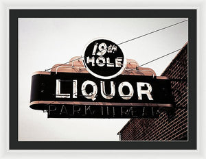 Vintage Bar Sign - 19th Hole - Framed Print