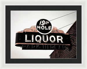 Vintage Bar Sign - 19th Hole - Framed Print