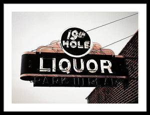 Vintage Bar Sign - 19th Hole - Framed Print