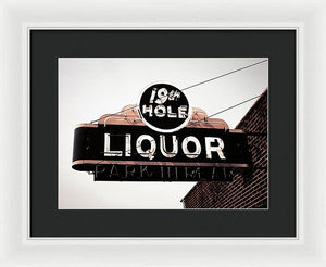 Vintage Bar Sign - 19th Hole - Framed Print