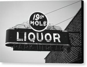 Vintage Bar Sign - Black And White - Canvas Print