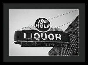 Vintage Bar Sign - Black And White - Framed Print