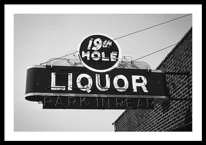 Vintage Bar Sign - Black And White - Framed Print