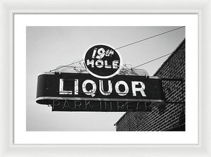 Vintage Bar Sign - Black And White - Framed Print