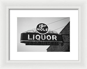 Vintage Bar Sign - Black And White - Framed Print