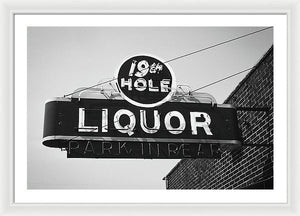 Vintage Bar Sign - Black And White - Framed Print