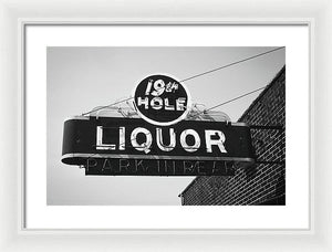 Vintage Bar Sign - Black And White - Framed Print