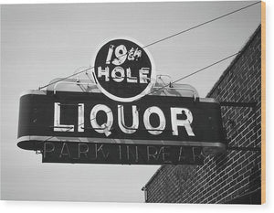 Vintage Bar Sign - Black And White - Wood Print