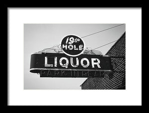 Vintage Bar Sign - Black And White - Framed Print