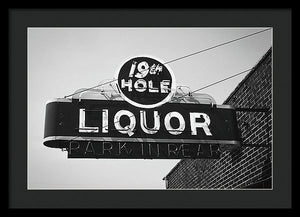 Vintage Bar Sign - Black And White - Framed Print