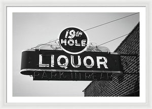 Vintage Bar Sign - Black And White - Framed Print