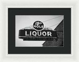 Vintage Bar Sign - Black And White - Framed Print